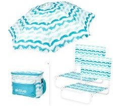 Aktive Pack de praia com guarda-chuva + cooler + 2 cadeiras