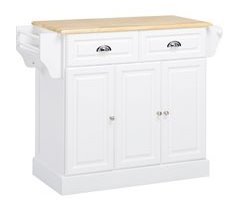 Carrinho de Cozinha MDF e Madeira de Borracha HOMCOM