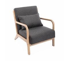 Poltrona de design em madeira e tecido, 1 assento reto fixo