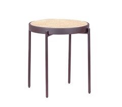 Mesa lateral retrô com detalhes em rattan natural (46cm) - North 50x50