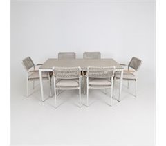 Conjunto de jardim MOREA com mesa retangular e 6 cadeiras