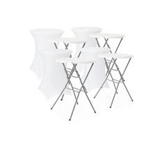 Conjunto de 4 mesas de recepção dobráveis de aço com capa de 81x81