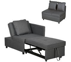 Sofá Cama Individual Madeira e Poliéster HOMCOM, casa - sófas