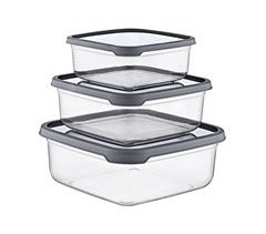 Conjunto de 3 recipientes quadrado herméticos para alimentos 7house