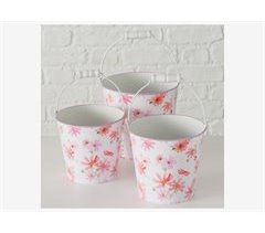 Vaso de flores cubo ROSELLA branco e rosa