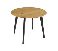 Mesa de jantar redonda efeito madeira com pés de metal 100x100