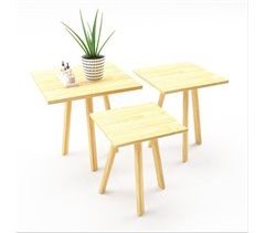 Conjunto de 3 mesas de apoio quadradas Masku [en.casa] 30x30