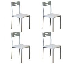 Pacote com 4 cadeiras de cozinha em couro sintético Costa Metal para sala de jantar moderna