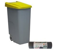 WELL HOME Contentor Fechado 85L Vermelho Alt.76cm+10 sacos de lixo de 100L