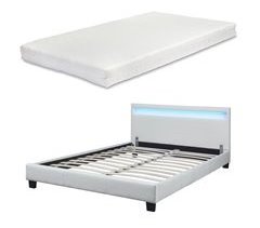 Cama de casal Corium Paris - com colchão e LED couro sintético 210x149
