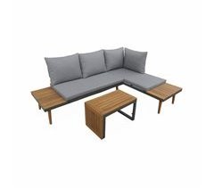 Conjunto de jardim modular, São Paulo, alumínio e acácia, 4