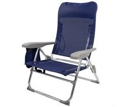Cadeira de praia multiposições dobrável slim c/almofada e bolso Aktive
