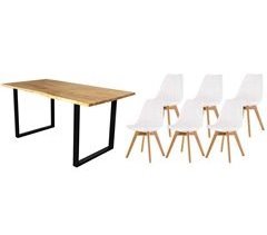 Pacote de mesa de jantar ou cozinha em madeira + cadeiras nórdicas 180x90