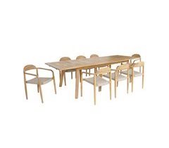 Mesa de jardim de madeira de acácia com 8 cadeiras, Palena