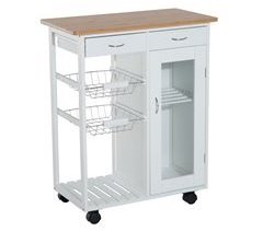 Carrinho de Cozinha Bambu, MDF e Acrílico HOMCOM, casa - cozinha 70