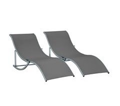 2 espreguiçadeiras dobráveis Aluminum, Texteline Outsunny