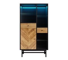 Vitrine com gavetas e prateleiras em vidro com LED