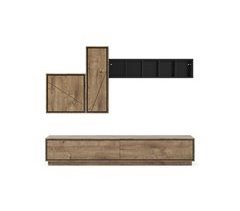 Compacto de tv 260cm preto e carvalho HELSINKI
