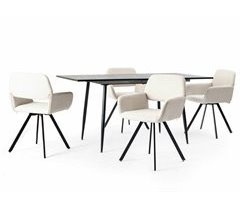 Conjunto de mesa extensível com efeito de madeira e 4 cadeiras 120x80