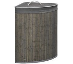 Cesto de Roupa Bambu, Tecido de Poliéster-Algodão e Fio de Ferro