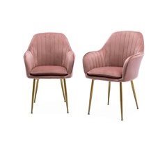 Conjunto de 2 poltronas de veludo com pernas de metal