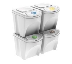 WELL HOME Conjunto de 4 caixotes do lixo - caixote do lixo cinzento 4x25L