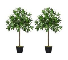 Conjunto de 2 árvores de louro artificiais PP, PE, Cimento