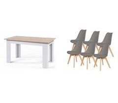 Pack Mesa Fixa de Jantar ou Cozinha + 6 Cadeiras Nórdicas 138x80