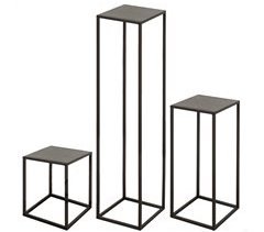 Conjunto Max Home de 3 mesas laterais de metal de várias alturas