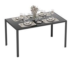 Mesa de Refeição Vidro Temperado e Metal HOMCOM, casa - mesas 140x80