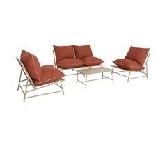 Conjunto de jardim em aço e textileno SOFIA, 4 lugares, mesa