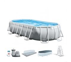 Piscina oval amovível com estrutura prismática intex 503x274x122 cm com purificador