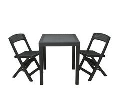 WELL HOME - Conjunto de mesa de jardim 'Poker' + 2 cadeiras