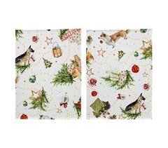 CONJUNTO DE 2 PANOS DE COZINHA DE NATAL CACHORRINHOS