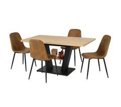 Jogo de jantar extensível com mesa efeito madeira e 4 cadeiras