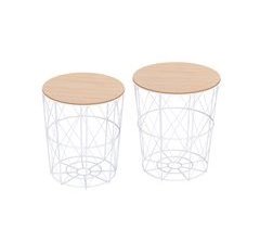 Conjunto de 2 Mesinhas de Café MDF e aço HOMCOM 40x40