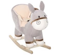 Baloiço Infantil Madeira de Álamo, Metal e Pelúcia HOMCOM