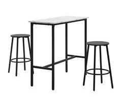 Mesa Alta com 2 Bancos MDF, Melamina de Madeira e Aço HOMCOM