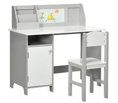 Mesa e Cadeira Infantil MDF e Madeira de Pinho HOMCOM