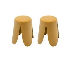 Conjunto de 2 bancos empilháveis, felpo texturado, NIKI, Ø30 / 44