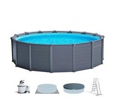 INTEX Piscina desmontável com painel cinzento grafite - 478x124 cm, 16 500 litros