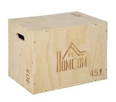 Caixa Pliometria de Madeira Madeira de Faia HOMCOM