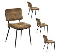 MEUBLES COSY Conjunto de 4 cadeiras de jantar vintage com encosto