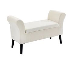 Banco Pé de Cama Poliéster, Espuma e Madeira de Borracha HOMCOM