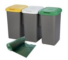 WELL HOME Lixeiras 3 compartimentos 3x25L+20 sacos de lixo30L