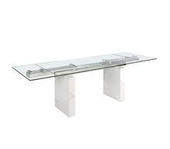 Mesa de jantar extensível retangular vidro temperado