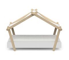 Cama infantil Lodge com prateleiras como base de ripas
