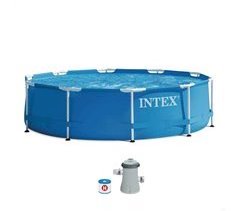 Piscina Intex redonda com estrutura metálica 305x76 cm 4485 litros + sistema de filtragem