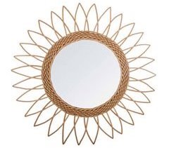 Espelho Well Home Rattan com design cônico na parte externa