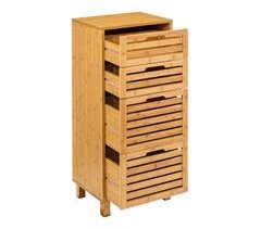 Cômoda auxiliar 4 gavetas bambu design moderno